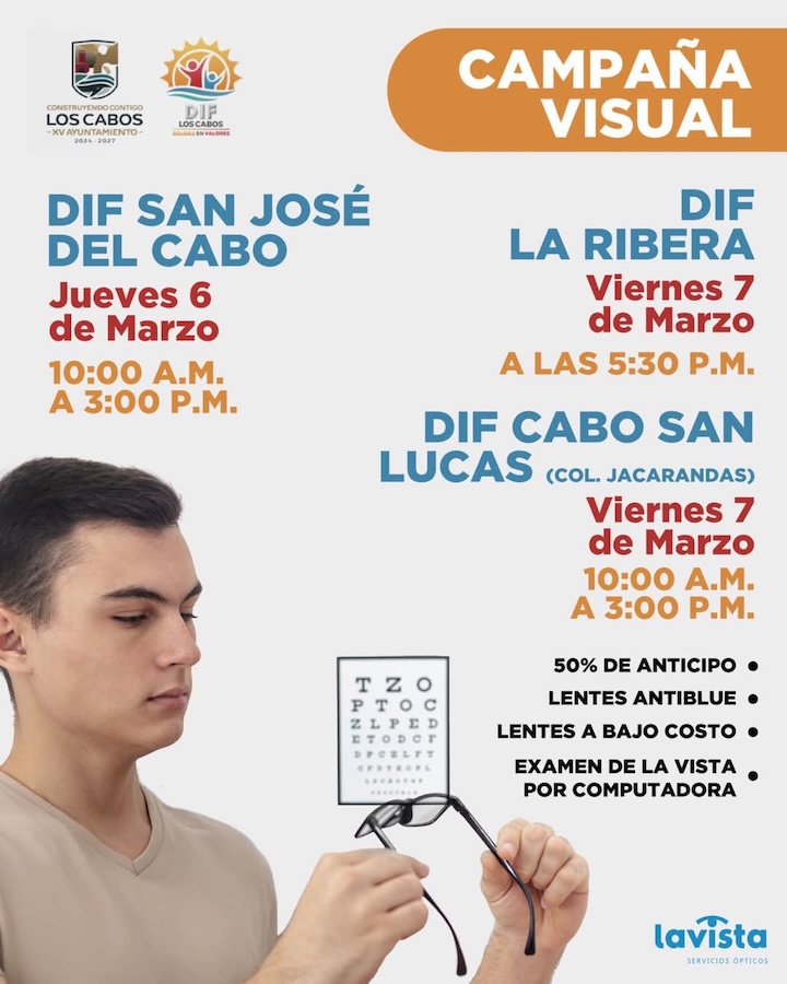 Anuncian campaña visual en Los Cabos; podrán adquirirse lentes graduados a bajo costo