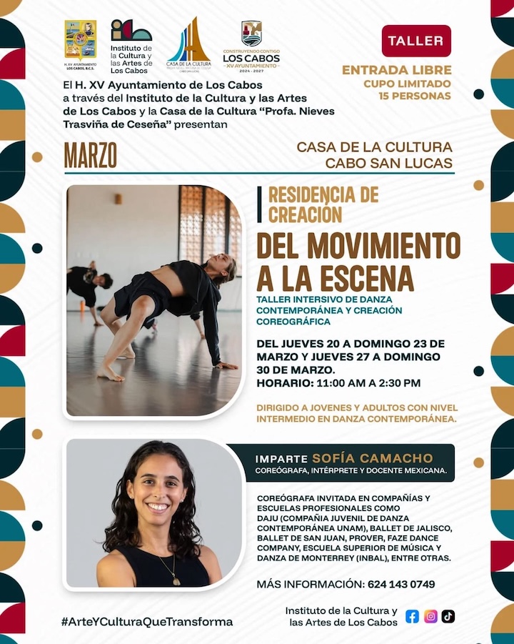 Imparten talleres “Composición de Canciones” y “Del Movimiento a la Escena” en Cabo San Lucas