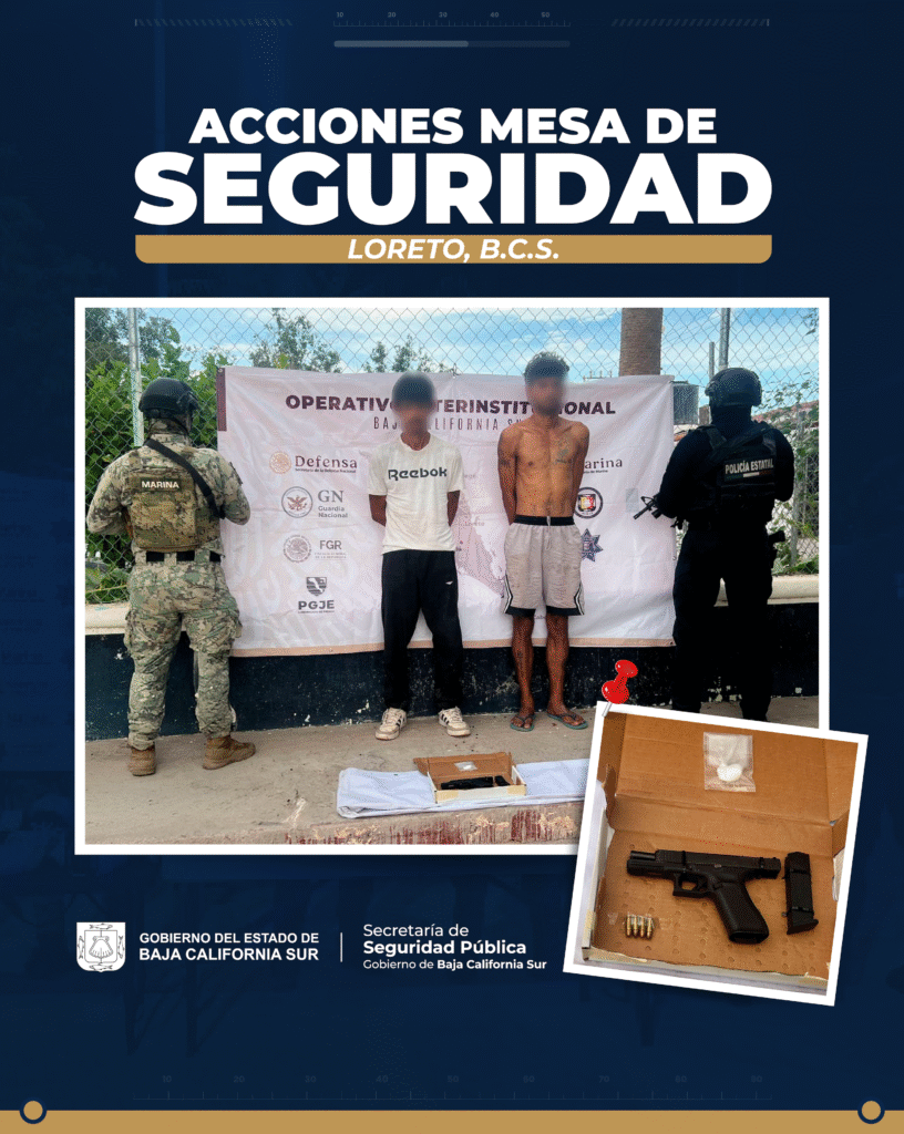 Operativo en Loreto permite el aseguramiento de arma de fuego y dos detenidos