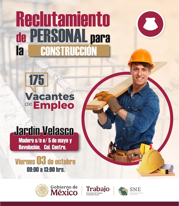 Realizará SNE reclutamiento con vacantes en el área de la construcción